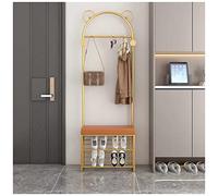 SilteD Cintre exquis porte-manteau d'entrée indépendant banc pour chaussures banc de rangement pour arbre 3 en 1 avec 6 crochets porte-manteau pour couloir maison chambre à coucher/B/60 x 20 x 178 cm