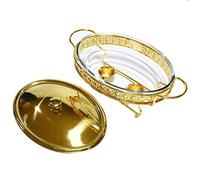 SilteD Ensemble de buffet de plat à frire, chauffe-aliments en verre avec poêles alimentaires, porte-carburant, couvercle de casserole et support inférieur pour mariages, fêtes, banquets (taille : 3 L