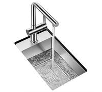 SilteD Éviers, évier de cuisine en acier inoxydable fait à la main, évier simple, petit bassin à légumes, bar, garde-manger, balcon, armoire à vin évier + robinet/argent4/28 x 46 x 22 cm