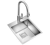 SilteD Éviers, évier de cuisine en acier inoxydable fait à la main, évier simple, petit bassin de légumes, bar, garde-manger, balcon, armoire à vin évier + robinet/argent 3/38 x 46 x 22 cm