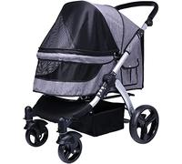 SilteD Grand landau pour chien, poussettes pour animaux de compagnie, pour grands chiens, poussette de voyage, poussette pour chat, tissu Oxford 600D, charge en alliage d'aluminium, 30 kg (couleur