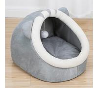 SilteD Lit pour Chat en Peluche Confortable en Forme de Lanterne Tapis Amovible et Lavable Nid d'intérieur Semi-fermé pour Chatons, Chiots et Lapins Fond antidérapant et imperméable, D-27 x 30 cm