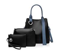SilteD Lot de 3 sacs à main tendance pour femme - Pochette simple - Poignée supérieure - Grande capacité - Sac fourre-tout pour femme - Ensemble cadeau - Sac à bandoulière, Noir
