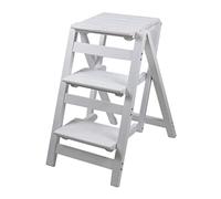 SilteD Marchepied double usage en bois pliable multifonction pour la maison (blanc)