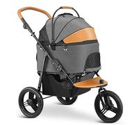 SilteD Poussette à 3 roues pour chiens de taille moyenne et grande / 2 chats - Poussette pliable avec poignée - Légère - Poussette de voyage amovible - Tricycle