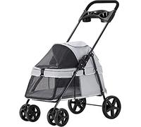 SilteD Poussette pour animaux de compagnie avec porte-gobelet, landau pour chien de qualité supérieure, poussette avec housse de pluie, landaus respirants pour chiens, poussettes pour petits chiens