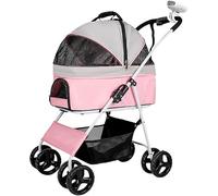 SilteD Poussette pour chien de compagnie pour chiens de taille moyenne et petite, poussette pliable de 20 kg, landau pour chien, sac filet de grande capacité avec ventilateur de poussette (couleur