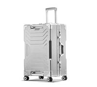 SilteD Valise Valise relevable Valise créative Valise épaisse Solide Mot de Passe Valise en Cuir Valise à roulettes d'avion Grande Valise (Color : Silver, Taille Unique : 20inch)