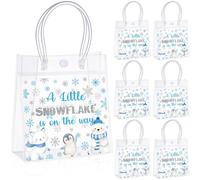 SilTriangle Lot de 24 sacs cadeaux « A Little Snowflake Is on the Way » avec poignées pour fournitures de Noël
