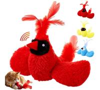 SilTriangle Lot de 3 jouets interactifs pour chat avec son de gréflement, jouet d'exercice interactif avec pichet d'oiseau réaliste, chardonneret bleu cardinal pour chats ennuyés d'intérieur