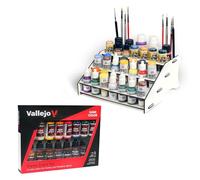 Silu- Organiseur et support de peinture Vallejo 24 cm + Lot de 16 flacons Multicolore