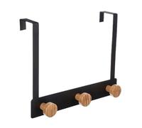 Silumen Patère de porte en métal noir avec 3 crochets bambou