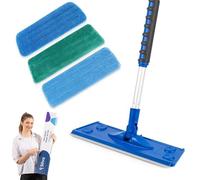 Silva Balai Serpillière Ergonomique avec Manche Télescopique 90-156 cm | Kit de Nettoyage Microfibre avec 3 Lingettes (sols humides, secs, Murs) | Tête Pivotante 360° pour Carrelage, Parquet & Vitres