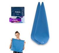 Silva Chiffon Microfibre Bleu 42x42 cm - Lavette de Nettoyage Réutilisable pour Vitres, Miroirs, Cuisine et Voiture - Chiffon Anti-Poussière, Absorbant et sans Peluches - 2 Pièces