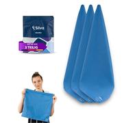 Silva Chiffon Microfibre Bleu 42x42 cm - Lavette de Nettoyage Réutilisable pour Vitres, Miroirs, Cuisine et Voiture - Chiffon Anti-Poussière, Absorbant et sans Peluches - 3 Pièces