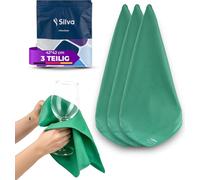 Silva Chiffon Microfibre Vert 42x42 cm - Lavette de Nettoyage Réutilisable pour Vitres, Miroirs, Cuisine et Voiture - Chiffon Anti-Poussière, Absorbant et sans Peluches - 3 Pièces