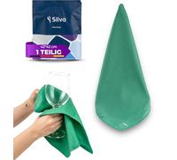 Silva Chiffon Microfibre Vert 42x42 cm - Lavette de Nettoyage Réutilisable pour Vitres, Miroirs, Cuisine et Voiture - Chiffon Anti-Poussière, Absorbant et sans Peluches - 1 Pièces