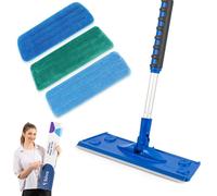 Silva Kit serpillière microfibre avec poignée Soft Touch, articulation rotative 360° & manche télescopique - Kit serpillière avec mur, humide & sec