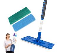 Silva Kit serpillière microfibre avec poignée Soft Touch, articulation rotative à 360° & manche télescopique - Kit serpillière avec eau et sec