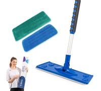 Silva Kit serpillière microfibre pour sols avec poignée Soft Touch, articulation rotative à 360° & manche télescopique - Kit serpillière avec eau et mur