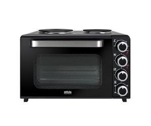 Silva Schneider Kleinküche KK 3200 avec chaleur tournante, chambre de cuisson 30 l, 3200 W, tube de cuisson 1600 W, fonction chaleur tournante, 2 plaques de cuisson, avec pierre à pizza et