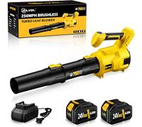 SILVEL Souffleur de feuilles, 750 CFM/250 MPH sans fil haute puissance avec puissant moteur sans balais, 2 batteries et chargeur 24 V 6,0 Ah, souffleurs électriques légers pour l'entretien de la