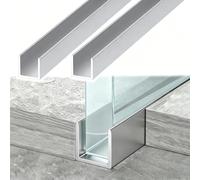 Silver 15mm Deep U-Shaped Aluminum Channel 2 Pack for Glass Panels(L 2.3m/7.5′,W 10mm 13 32 034)