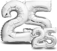 Silver 25Th Birthday Balloon \ 101 Cm + 40 Cm Number Balloon \ Decoration Kit For Women And Men \ Happy Birthday Decoration \ Flying With Helium