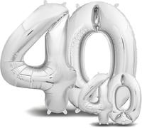 Silver 40Th Birthday Balloon \ 101 Cm + 40 Cm Number Balloon \ Decoration Kit For Women And Men \ Happy Birthday Decoration \ Happy Birthday Balloon \ Flies With Helium
