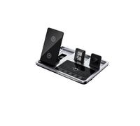 (Silver)Alarm Clock Wireless Charger Stand 4 in 1 Touch Control Charging Station for Airpods Pro Apple Watch for iPhone 14 13 12 Pro Max