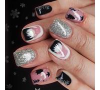 Silver Artificiel Artificiel Santa Snowflake Art 24pcs Réutilisable Press ONS Requis De Noël