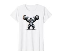 Silver Back Gorilla Gym Weigh Lifting T-Shirt Graphique avec Valeur, Femme, Blanc, S