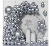 Silver Balloons, 101 Pcs Garland Metallic Silver Balloons, 5/10/12/18 Inch Silver Balloon For Men Boys Graduation Baby Shower Wedding Birthday Decorations