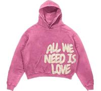 Silver Basic All We Need is Love Homme Casual Fashion avec Capuche à Manches Longues Plus Duvet-Pink-XL1
