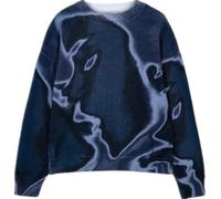 Silver Basic Chandail Tendance de Mode imprimé Visage Humain Harajuku pour Adulte-Blue-L1