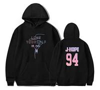 Silver Basic Femme Sweat à Capuche Kpop Love Yourself Her Hip Hop Mignon Décontracté Pull pour Music Fans XL,Noir J-Hope-3