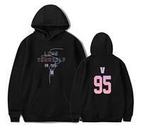 Silver Basic Femme Sweat à Capuche Kpop Love Yourself Her Hip Hop Mignon Décontracté Pull pour Music Fans M,Noir V-3