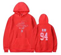 Silver Basic Femme Sweat à Capuche Kpop Love Yourself Her Hip Hop Mignon Décontracté Pull pour Music Fans S,Rouge RM-3