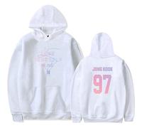Silver Basic Femme Sweat à Capuche Kpop Love Yourself Her Hip Hop Mignon Décontracté Pull pour Music Fans XS,Blanc Jung Kook-3