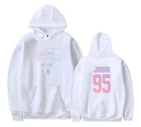 Silver Basic Femme Sweat à Capuche Kpop Love Yourself Her Hip Hop Mignon Décontracté Pull pour Music Fans M,Blanc Jimin-3