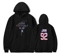 Silver Basic Femme Sweat à Capuche Kpop Love Yourself Her Hip Hop Mignon Décontracté Pull pour Music Fans 2XL,Noir Jin-3