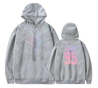 Silver Basic Femme Sweat à Capuche Kpop Love Yourself Her Hip Hop Mignon Décontracté Pull pour Music Fans 3XL,Gris Jimin-3