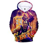 Silver Basic Garçon Mode à Capuche avec célèbre Joueur de Basket-Ball Graphique Complet du Corps Impression 3D Basket-Ball Souvenir Jersey 24 Pull Feu 09205-2, XS