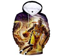Silver Basic Garçon Mode à Capuche avec célèbre Joueur de Basket-Ball Graphique Complet du Corps Impression 3D Basket-Ball Souvenir Jersey 24 Pull Mamba 09202-2, XL