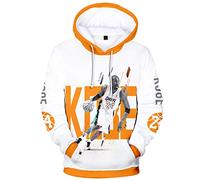 Silver Basic Garçon Mode à Capuche avec célèbre Joueur de Basket-Ball Graphique Complet du Corps Impression 3D Basket-Ball Souvenir Jersey 24 Pull Orange12023-2,2XL