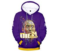 Silver Basic Garçon Mode à Capuche avec célèbre Joueur de Basket-Ball Graphique Complet du Corps Impression 3D Basket-Ball Souvenir Jersey 24 Pull Violet12026-2, M