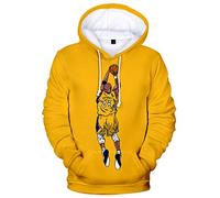 Silver Basic Garçon Mode à Capuche avec célèbre Joueur de Basket-Ball Graphique Complet du Corps Impression 3D Basket-Ball Souvenir Jersey 24 Pull Jaune09201-2, L
