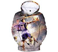Silver Basic Garçon Mode à Capuche avec célèbre Joueur de Basket-Ball Graphique Complet du Corps Impression 3D Basket-Ball Souvenir Jersey 24 Pull Éclat 09207-2, S