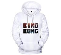 Silver Basic Godzilla Hoodie Décontracté Godzilla vs Kong Sweat à Capuche à Manches Longues pour Homme M,Blanc King Kong-2