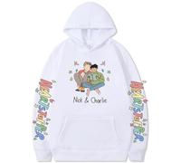 Silver Basic Homme Heartstopper Nick and Charlie Vêtements de Sport Classiques avec Chapeau Sweat à Capuche -White-M1